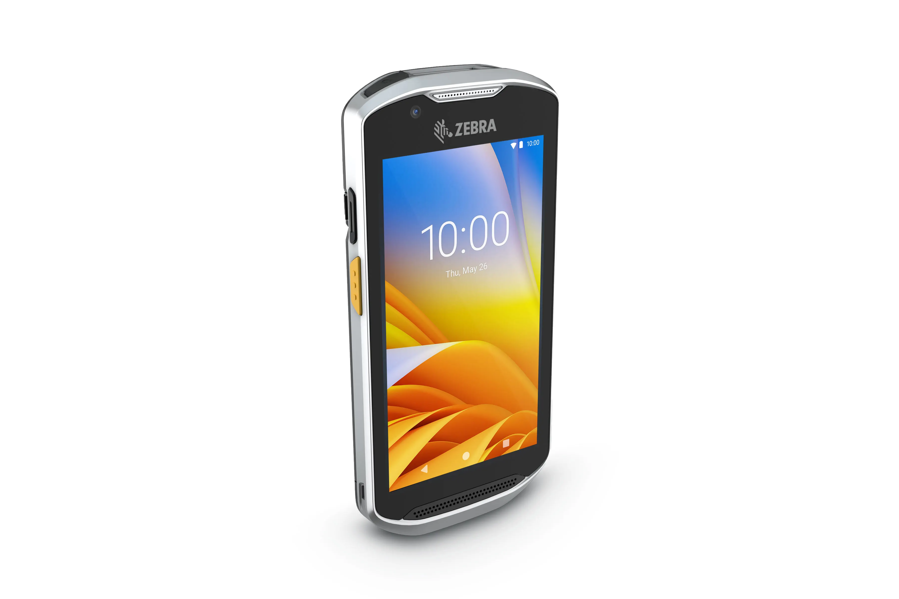 Handheld mobile computer with touchscreen and barcode scan window