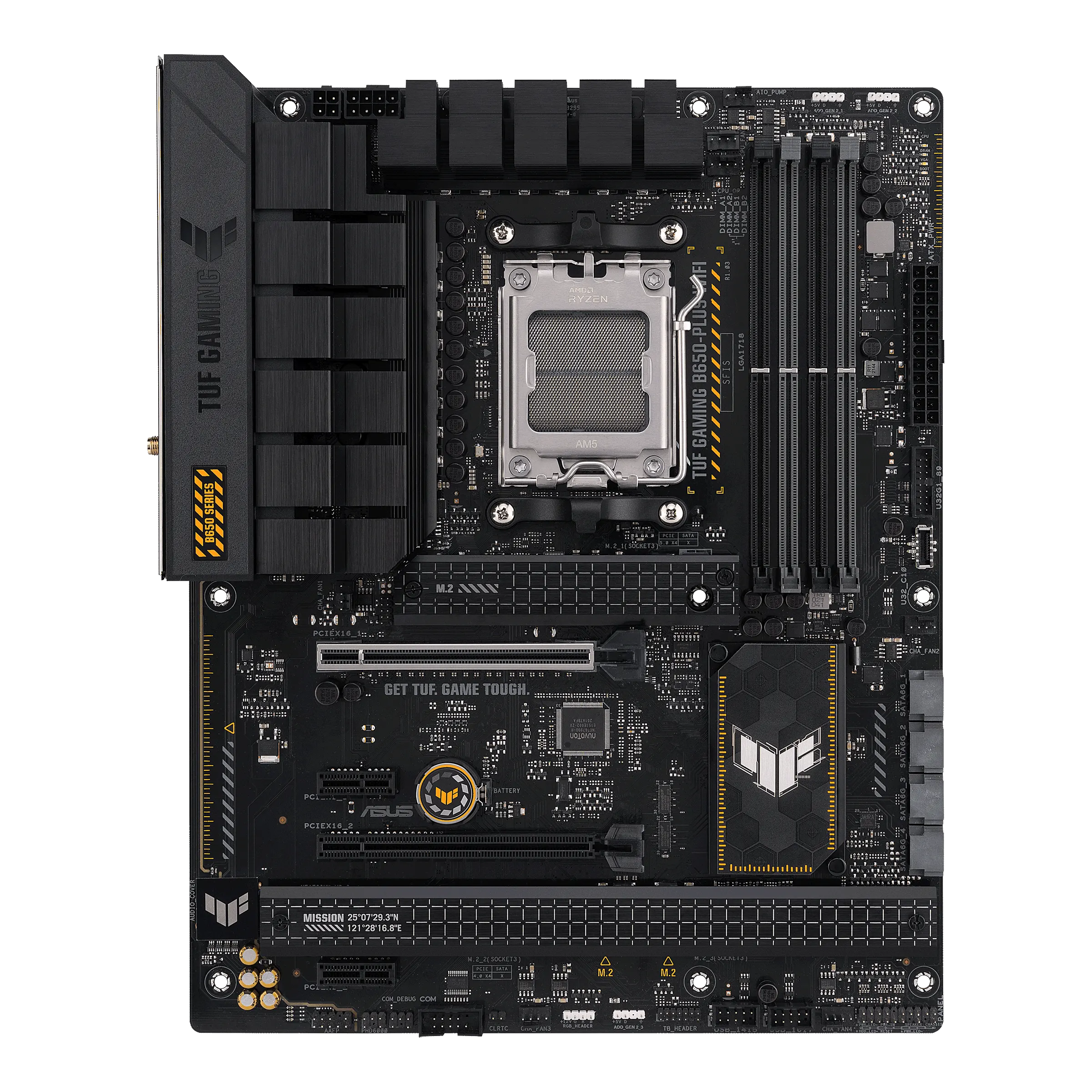 ATX desktop motherboard, top-down view