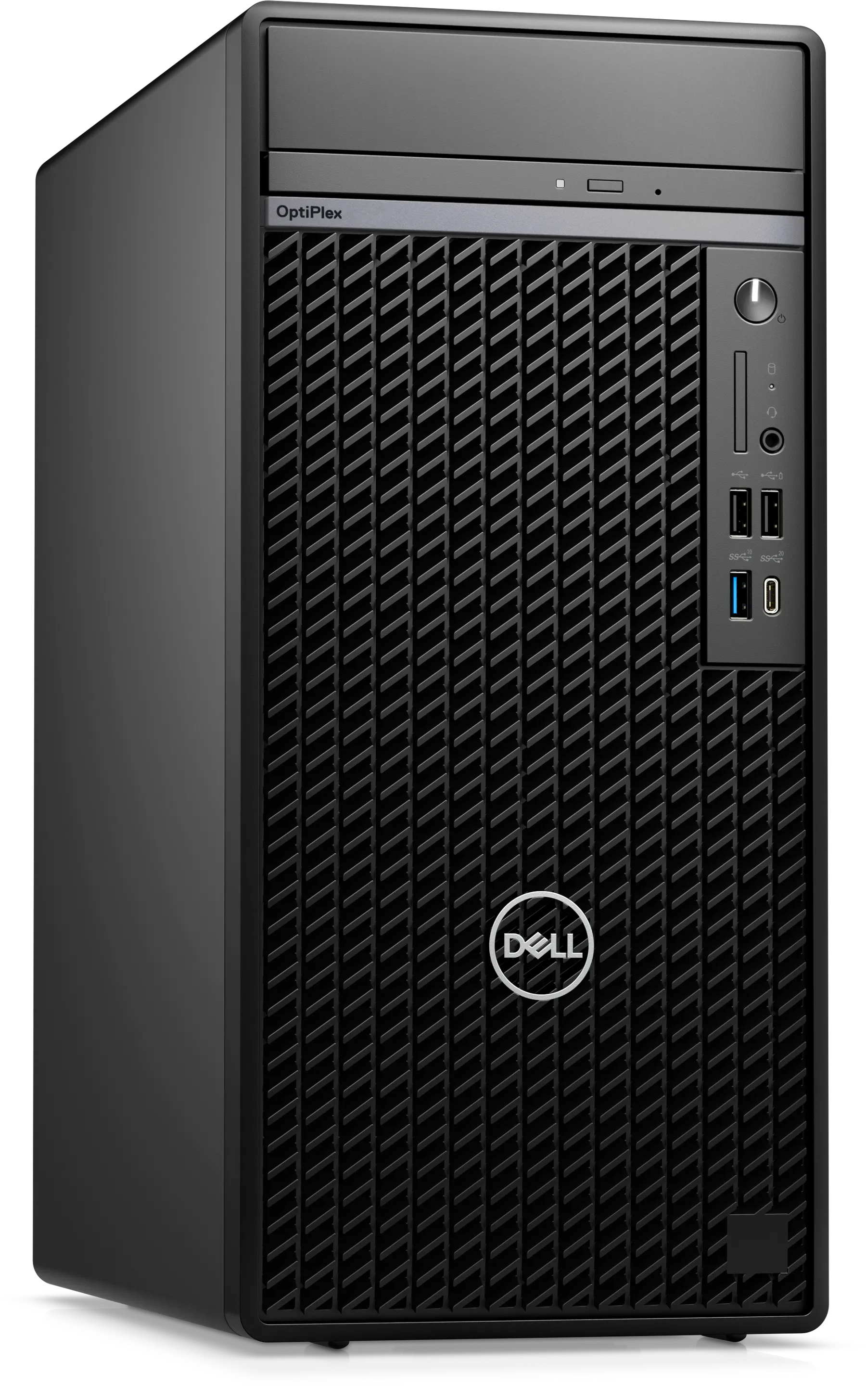 Desktop tower workstation, front three-quarter view