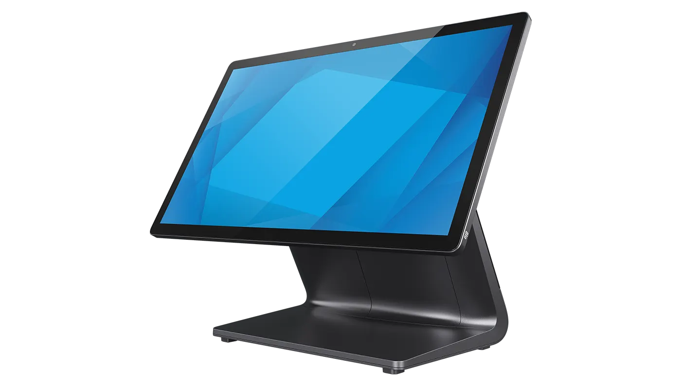 All-in-one touchscreen point-of-sale terminal on a stand