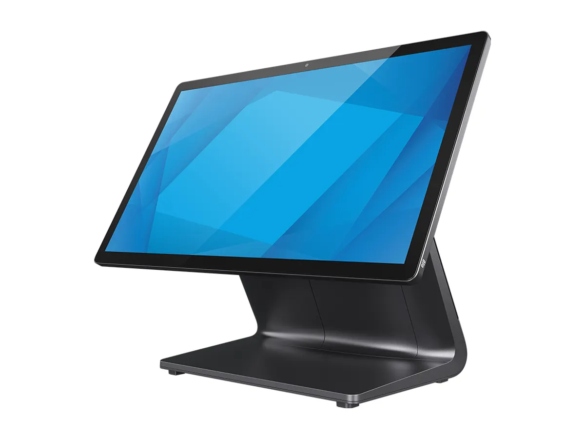 All-in-one touchscreen point-of-sale terminal on a stand